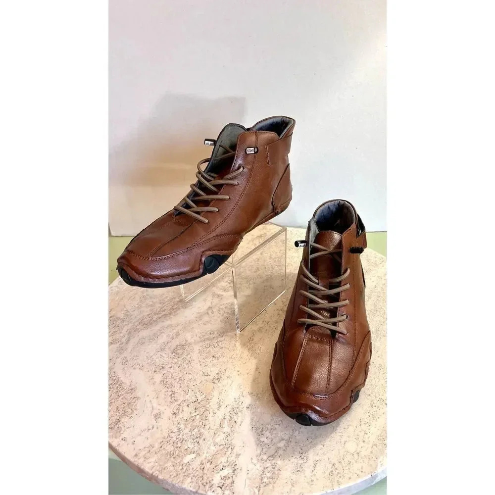 DBeck Men's Brown Leather High Top‎ Hiking Waterproof Sneakers Shoes Size 39